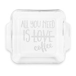 Coffee Lover Glass Cake Dish with Truefit Lid - 8in x 8in