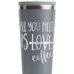 Coffee Lover RTIC Everyday Tumbler with Straw - 28oz - Grey - Double-Sided (Personalized)