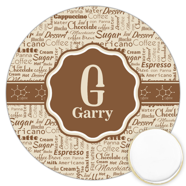 Custom Coffee Lover Printed Cookie Topper - 3.25" (Personalized)