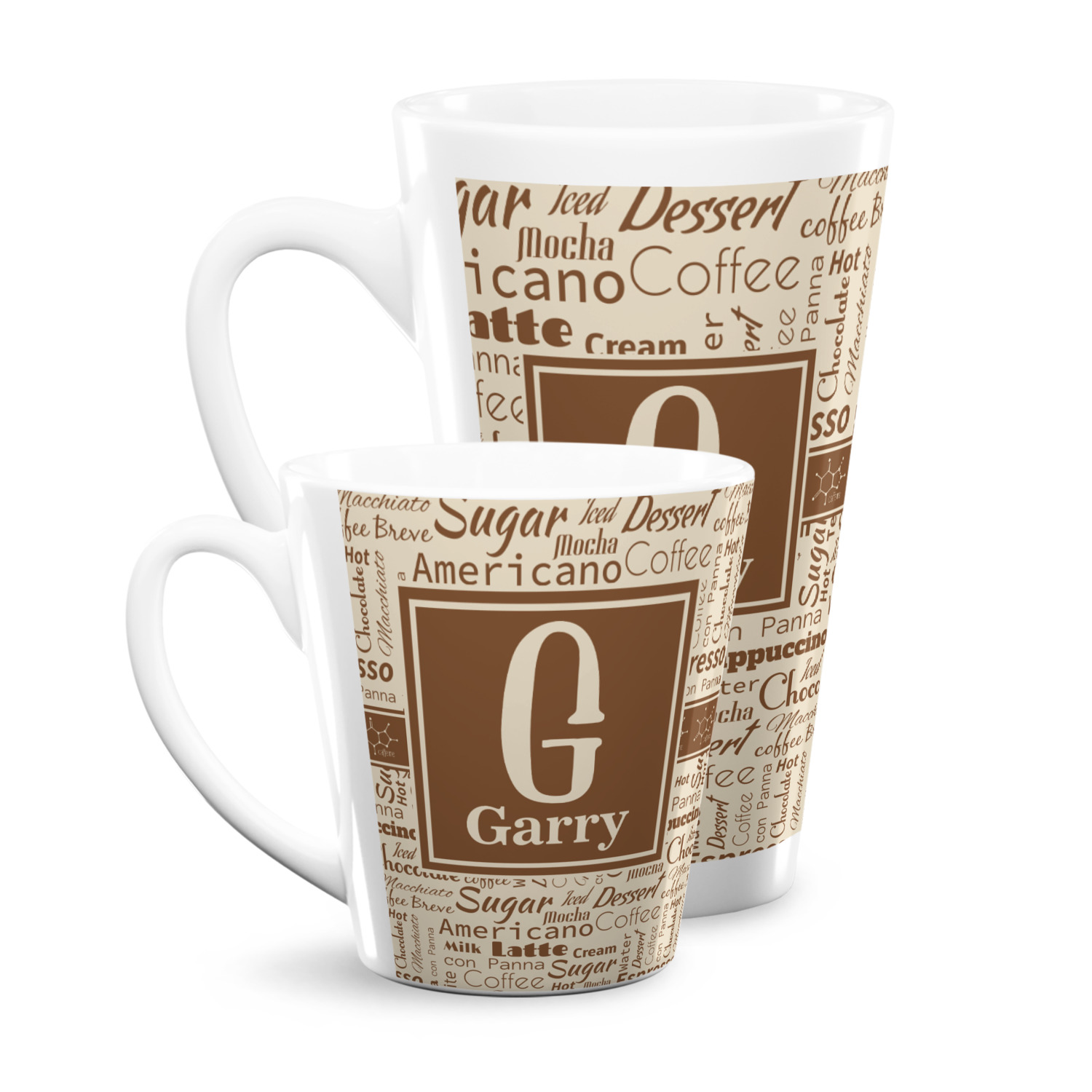 COFFEE WORD BROWN 16 OZ LATTE MUG