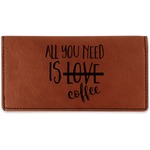 Coffee Lover Leatherette Checkbook Holder - Single Sided