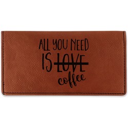 Coffee Lover Leatherette Checkbook Holder - Single Sided
