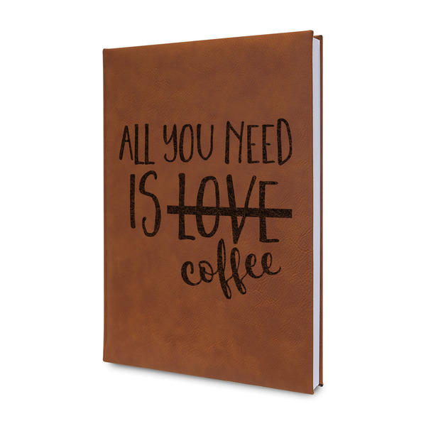 Custom Coffee Lover Leather Sketchbook - Small - Single Sided