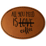 Coffee Lover Faux Leather Iron On Patch - Oval