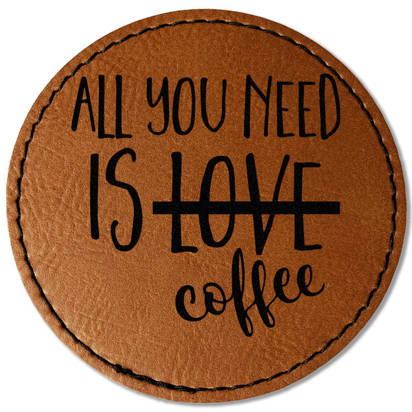 Custom Coffee Lover Faux Leather Iron On Patch - Round