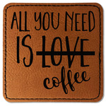 Coffee Lover Faux Leather Iron On Patch - Square