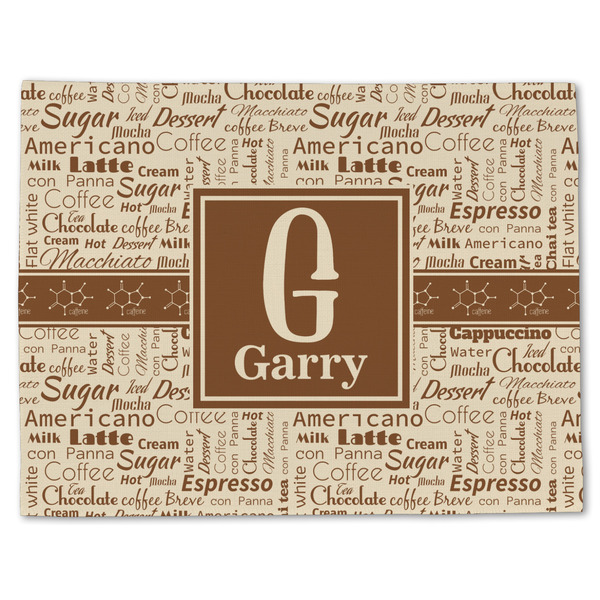 Custom Coffee Lover Single-Sided Linen Placemat - Single w/ Name and Initial