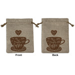 Coffee Lover Medium Burlap Gift Bag - Front & Back