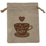 Coffee Lover Medium Burlap Gift Bag - Front