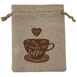 Coffee Lover Medium Burlap Gift Bag - Front