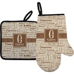 Coffee Lover Oven Mitt & Pot Holder Set w/ Name and Initial