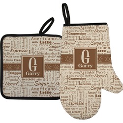 Coffee Lover Right Oven Mitt & Pot Holder Set w/ Name and Initial
