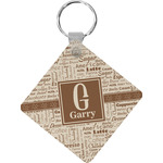 Coffee Lover Diamond Plastic Keychain w/ Name and Initial