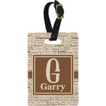 Coffee Lover Plastic Luggage Tag - Rectangular w/ Name and Initial