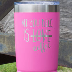 Coffee Lover 20 oz Stainless Steel Tumbler - Pink - Double Sided (Personalized)
