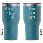 Coffee Lover RTIC Tumbler - Dark Teal - Laser Engraved - Double-Sided (Personalized)