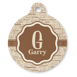 Coffee Lover Round Pet ID Tag - Large (Personalized)