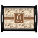 Coffee Lover Black Wooden Tray - Large (Personalized)