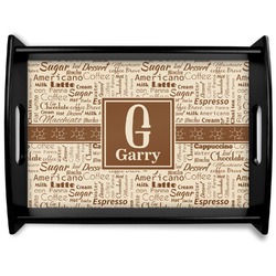 Coffee Lover Black Wooden Tray - Large (Personalized)