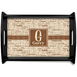 Coffee Lover Black Wooden Tray - Small (Personalized)