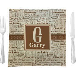 Coffee Lover 9.5" Glass Square Lunch / Dinner Plate- Single or Set of 4 (Personalized)
