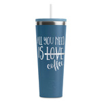 Coffee Lover RTIC Everyday Tumbler with Straw - 28oz - Steel Blue - Double-Sided (Personalized)