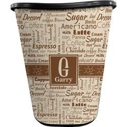 Coffee Lover Waste Basket - Single Sided (Black) (Personalized)