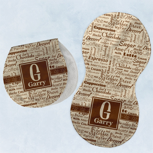 Custom Coffee Lover Burp Pads - Velour - Set of 2 w/ Name and Initial