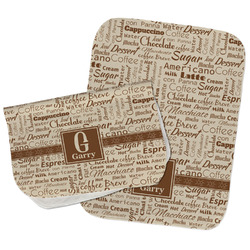 Coffee Lover Burp Cloths - Fleece - Set of 2 w/ Name and Initial