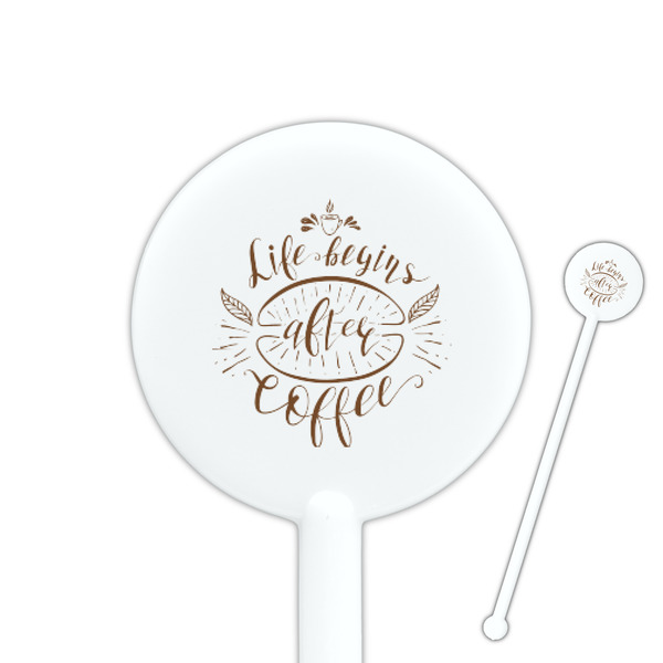 Custom Coffee Lover 5.5" Round Plastic Stir Sticks - White - Double Sided