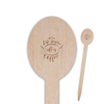 Coffee Lover Oval Wooden Food Picks - Single Sided