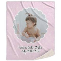 Baby Girl Photo Sherpa Throw Blanket - 50"x60" (Personalized)