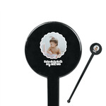 Baby Girl Photo 7" Round Plastic Stir Sticks - Black - Double Sided