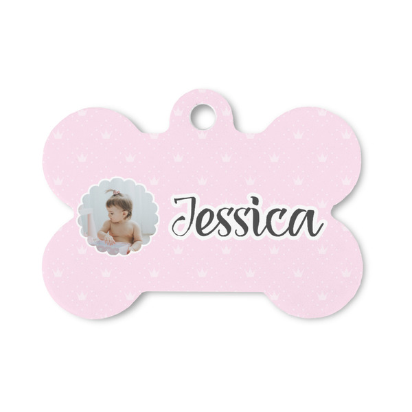 Custom Baby Girl Photo Bone Shaped Dog ID Tag - Small