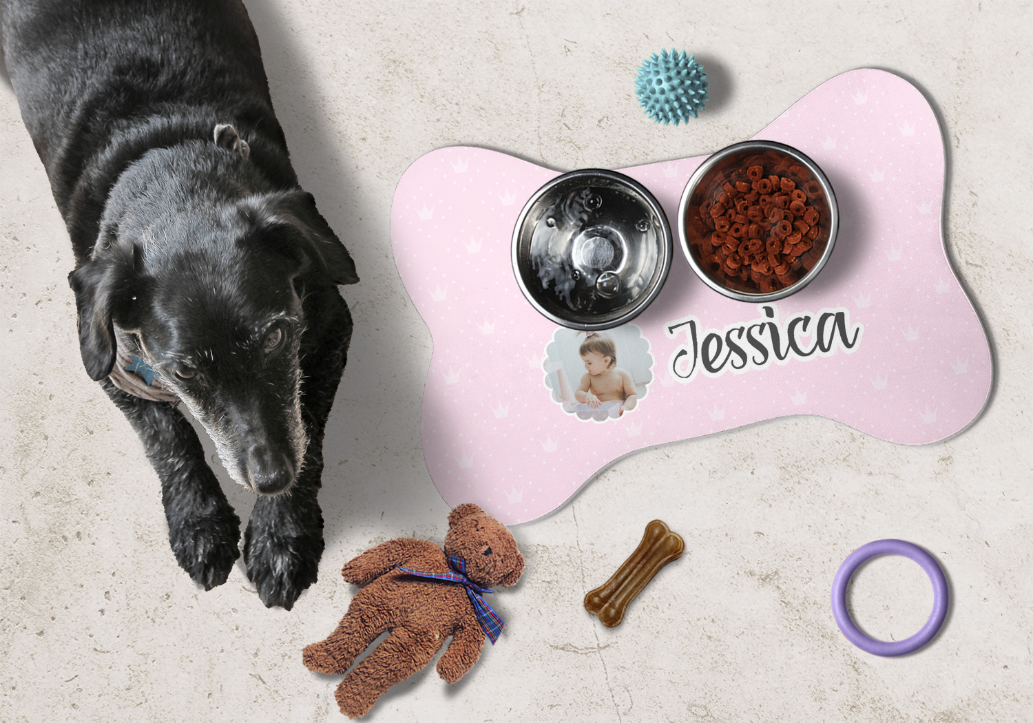 Custom Pet Portrait Dog Feeding Mat