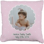 Baby Girl Photo Faux-Linen Throw Pillow (Personalized)