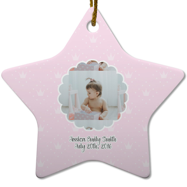 Custom Baby Girl Photo Star Ceramic Ornament