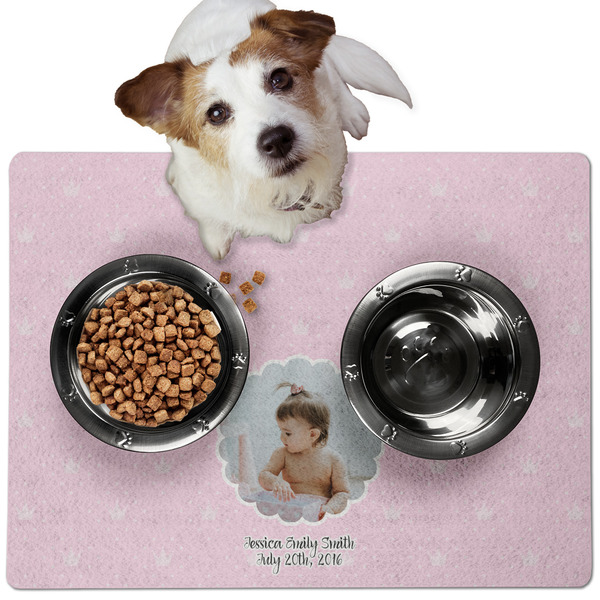 Custom Baby Girl Photo Dog Food Mat - Medium