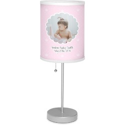 Baby Girl Photo 7" Drum Lamp with Shade Linen (Personalized)