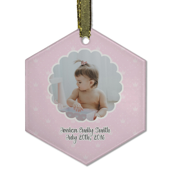 Custom Baby Girl Photo Flat Glass Ornament - Hexagon