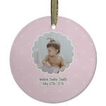 Baby Girl Photo Flat Glass Ornament - Round