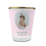 Baby Girl Photo Glass Shot Glass - 1.5 oz - with Gold Rim - Single