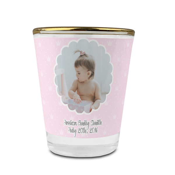 Custom Baby Girl Photo Glass Shot Glass - 1.5 oz - with Gold Rim - Single