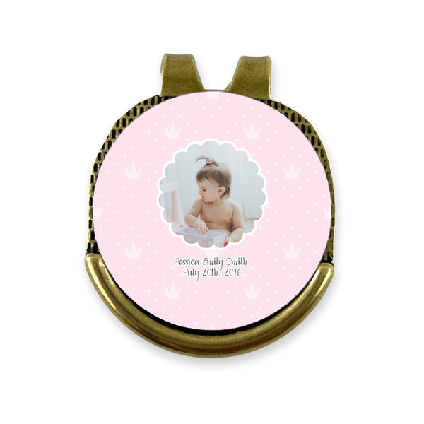 Custom Baby Girl Photo Golf Ball Marker - Hat Clip - Gold