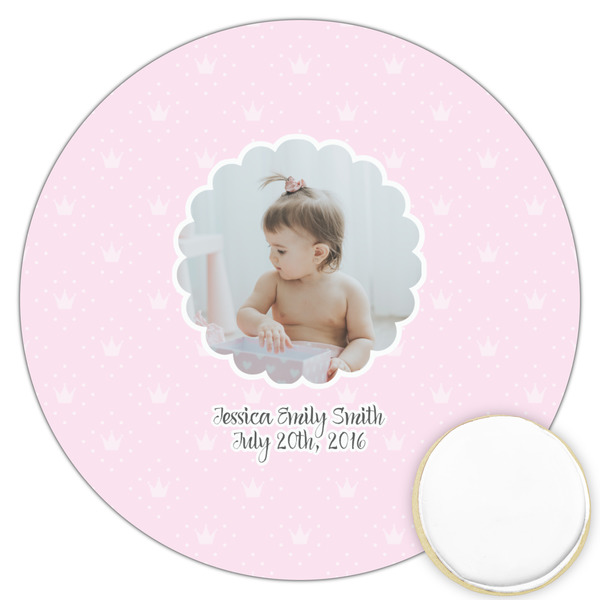 Custom Baby Girl Photo Printed Cookie Topper - 3.25"