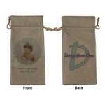 Baby Girl Photo Large Burlap Gift Bag - Front & Back