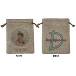 Baby Girl Photo Medium Burlap Gift Bag - Front & Back