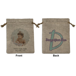 Baby Girl Photo Medium Burlap Gift Bag - Front & Back