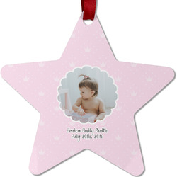 Baby Girl Photo Metal Star Ornament - Double Sided