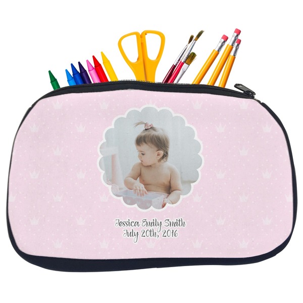 Custom Baby Girl Photo Neoprene Pencil Case - Medium